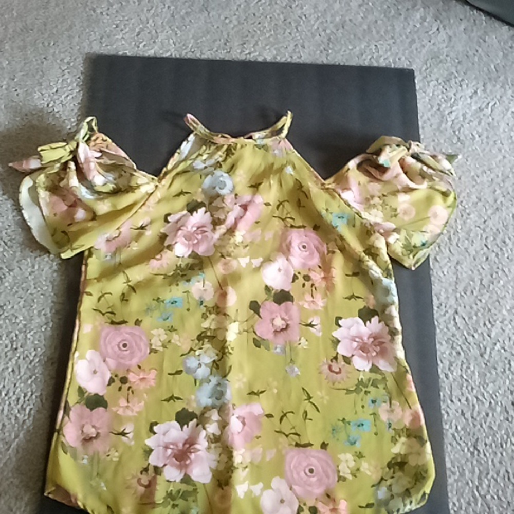 Sweet pea cold shoulder short sleeve blouse